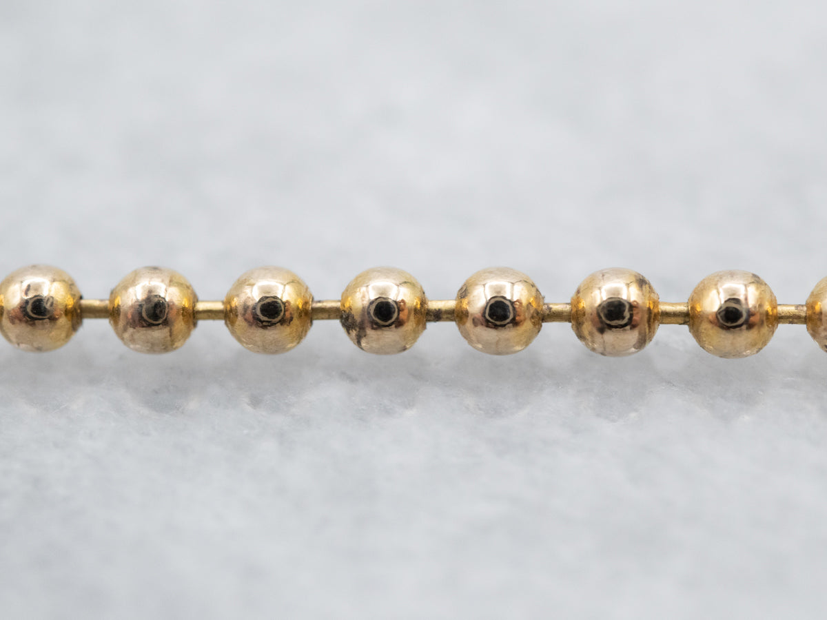 Long 14-Karat Yellow Gold Beaded Ball Chain