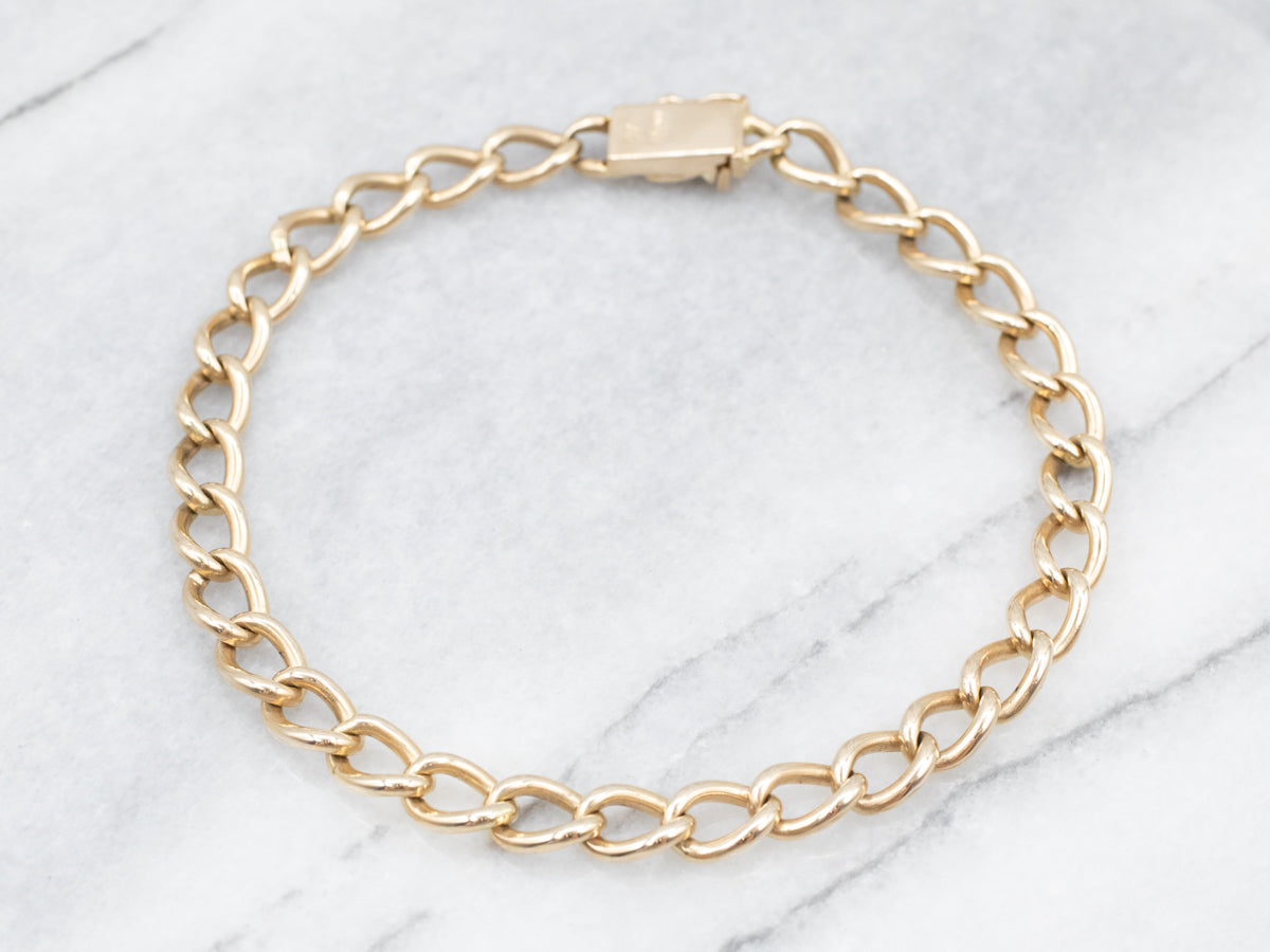 Vintage Gold Curb Link Chain Bracelet