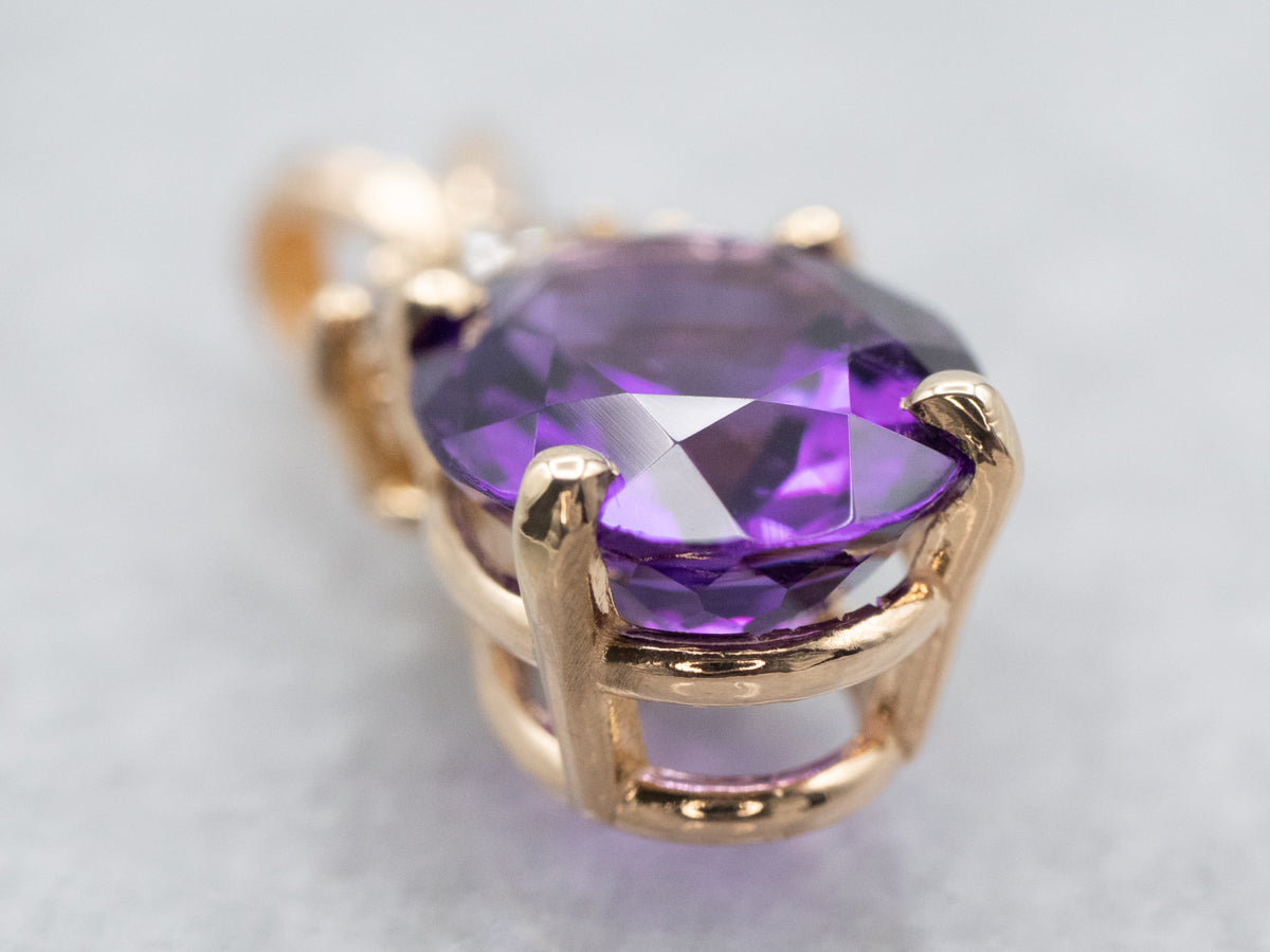 Amethyst and Diamond Gold Pendant