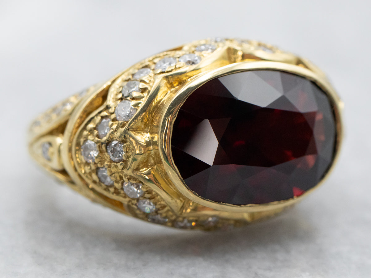 Garnet and Diamond Statement Ring