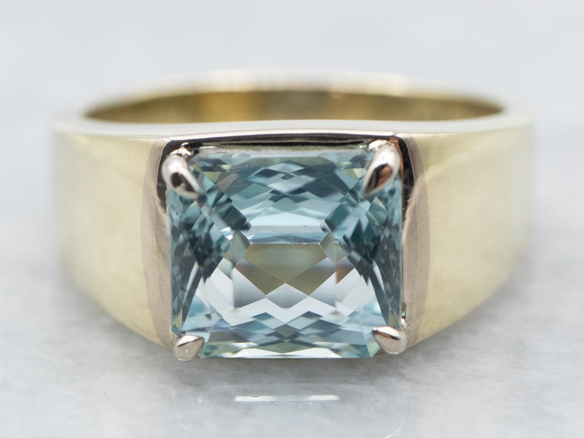 Aquamarine Gold Solitaire Ring