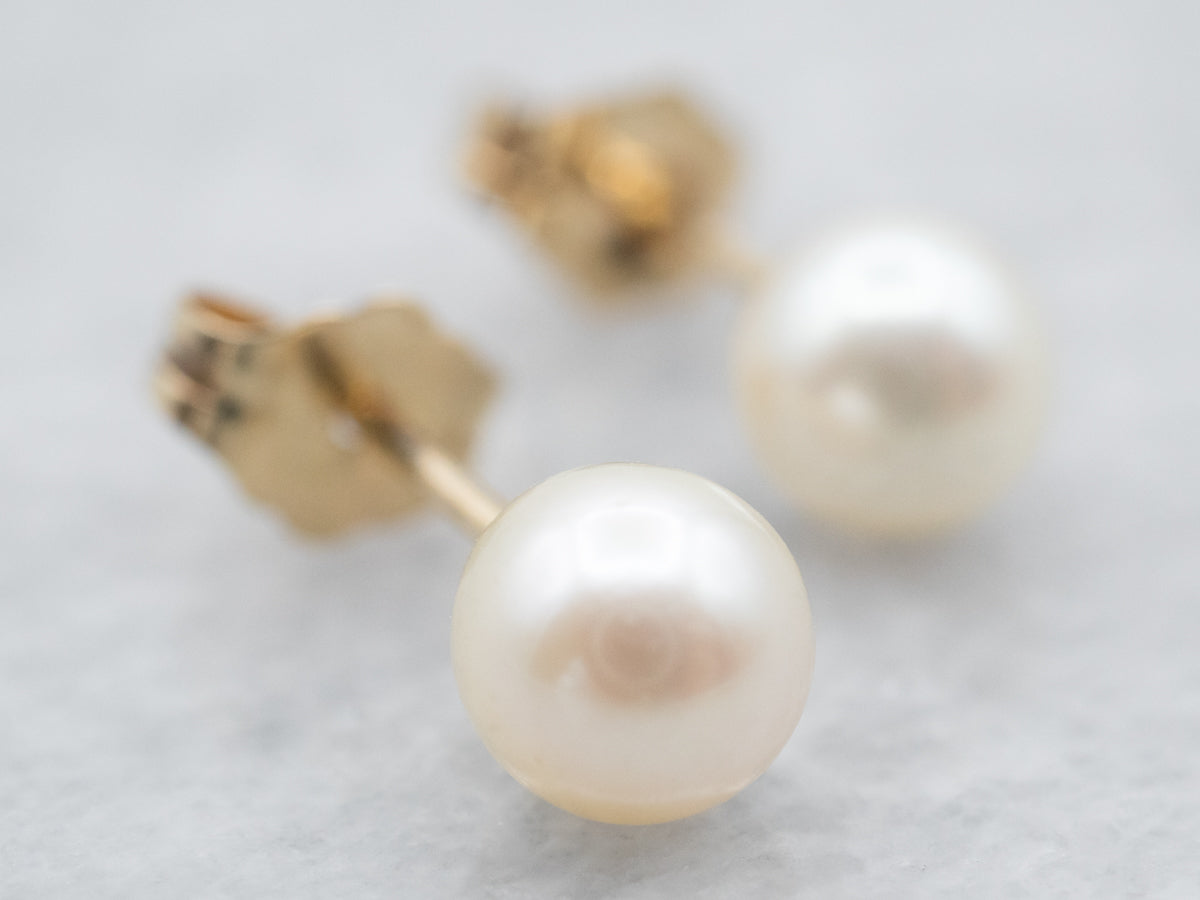 White Pearl Stud Earrings