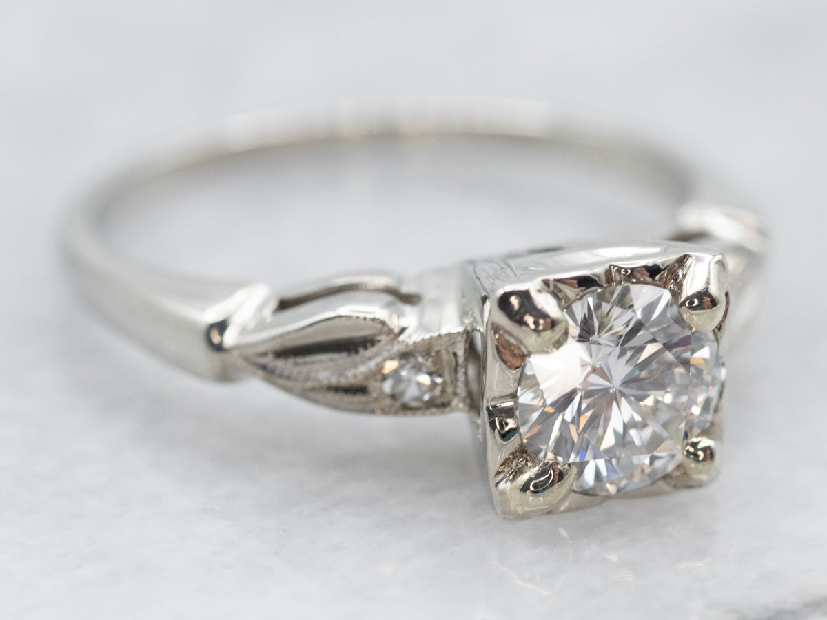 Retro Era Diamond Engagement Ring