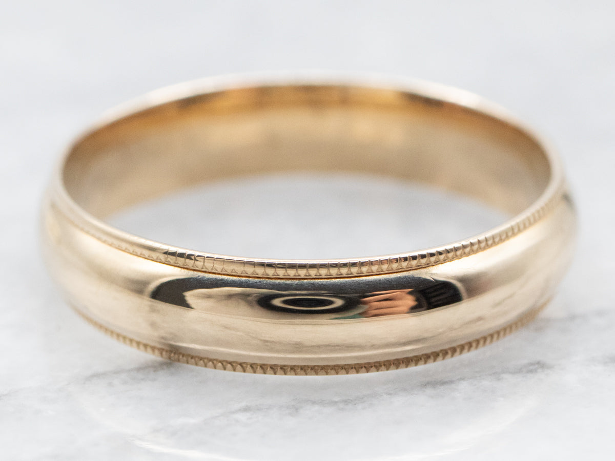 Men's Milgrain Edge Gold Band