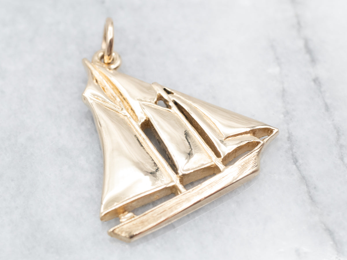 Nautical Gold Sailboat Pendant