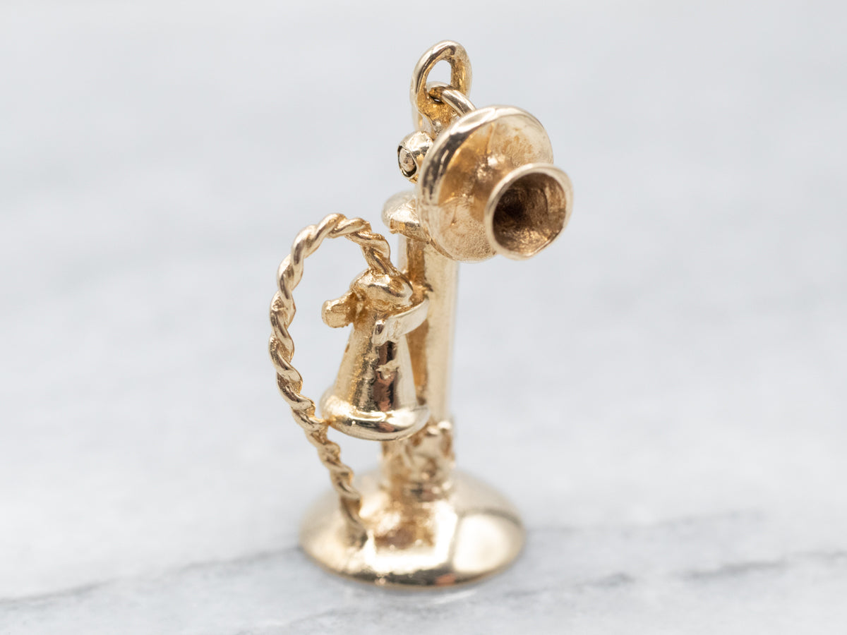 Gold Old Fashioned Phone Charm