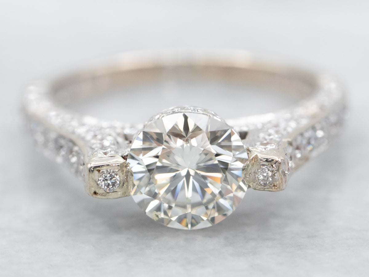 Stunning 18K White Gold Diamond Engagement Ring