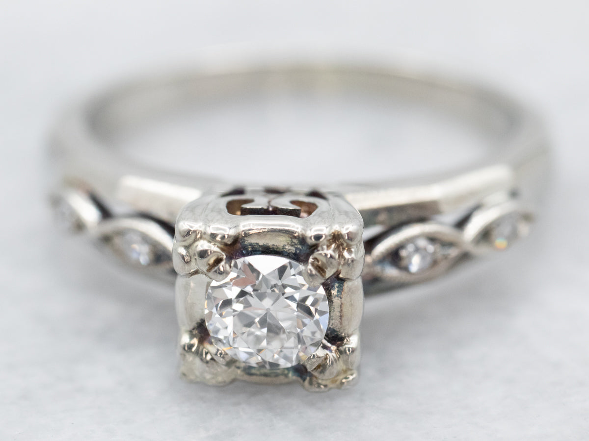 Gorgeous 14K White Gold Diamond Engagement Ring