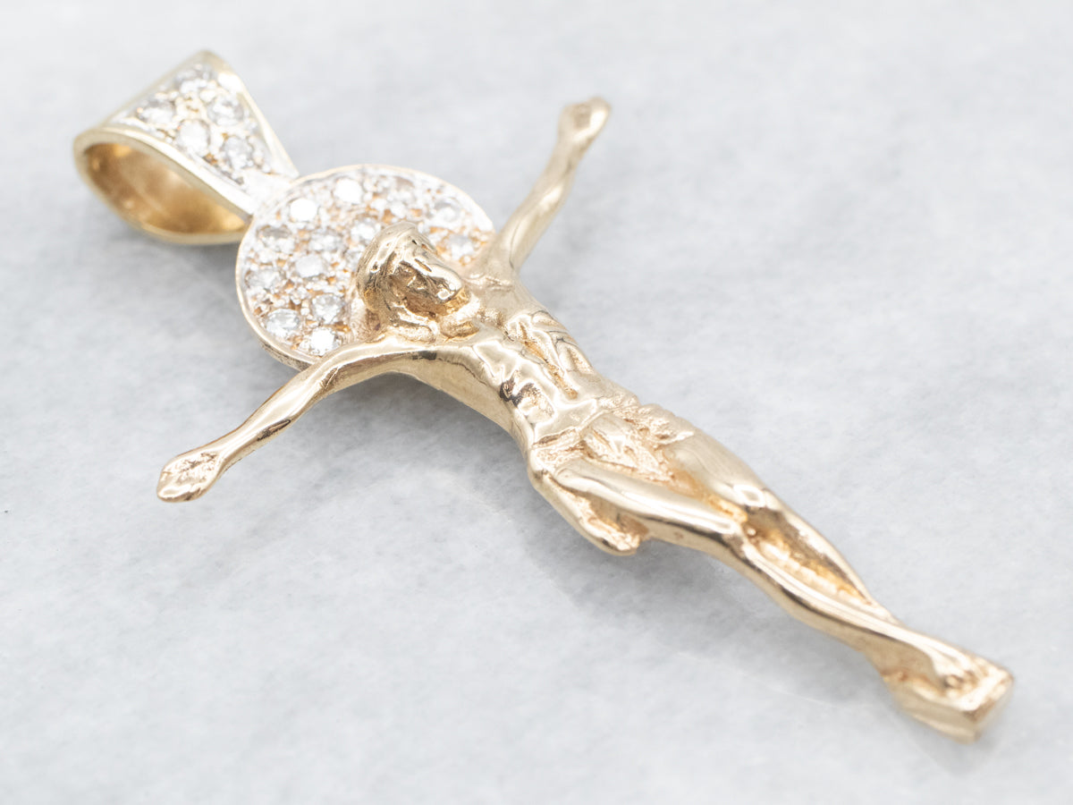 Modern Diamond Crucifix Pendant