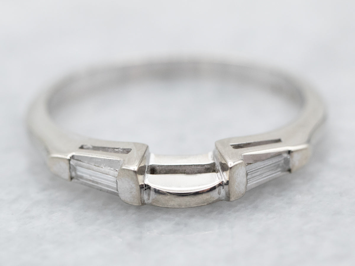 White Gold Wedding Band with Baguette Diamonds