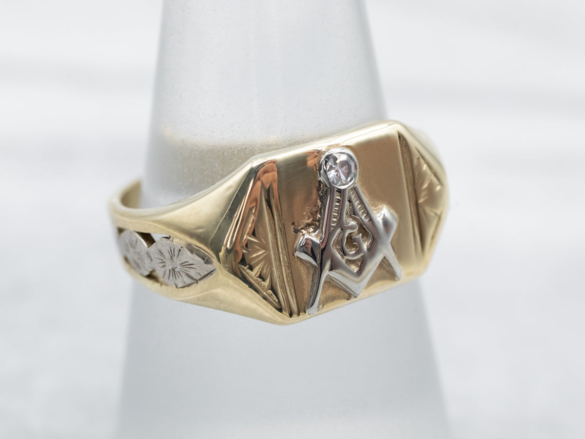 Vintage masonic rings hot sale with diamond