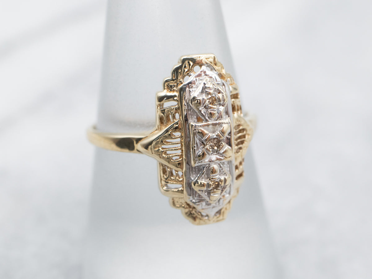 Antique Champagne Diamond Dinner Ring