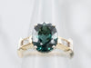 Modern Blue-Green Tourmaline and Diamond Ring