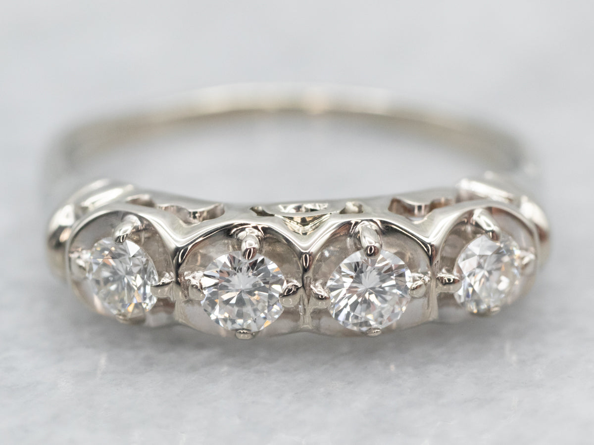 Vintage White Gold Diamond Band