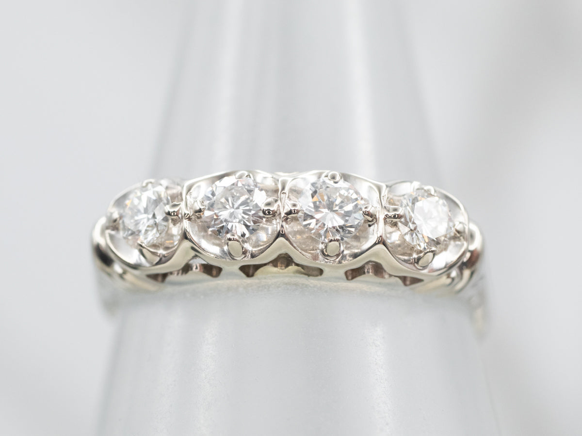 Vintage White Gold Diamond Band