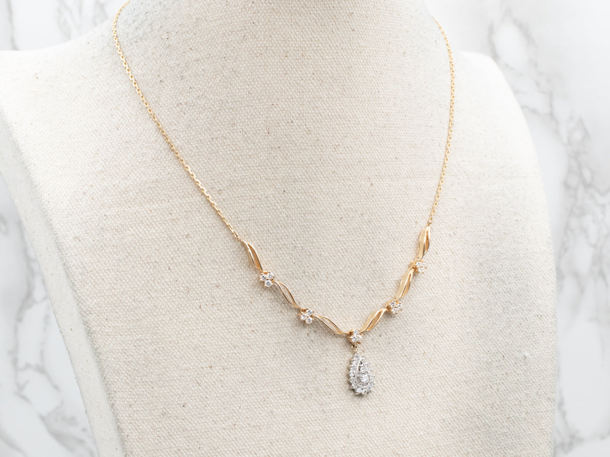 Teardrop Diamond Cluster Necklace