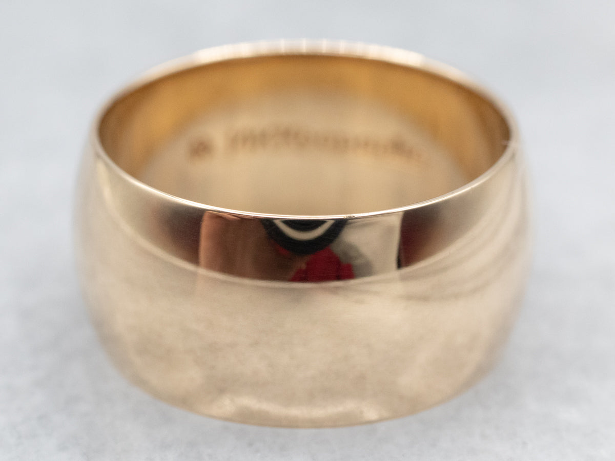 Unisex Wide Polished Gold Band