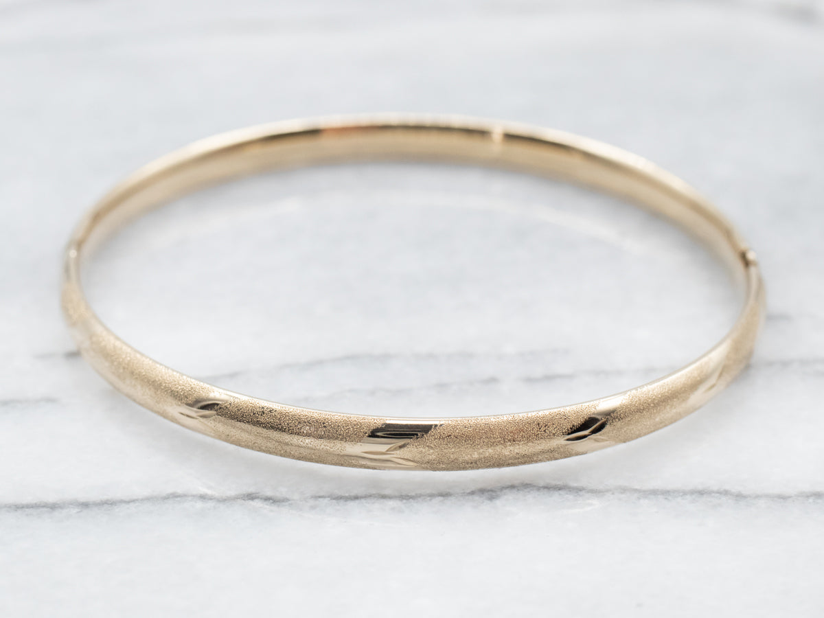 Textured Gold Hinged Bangle Bracelet