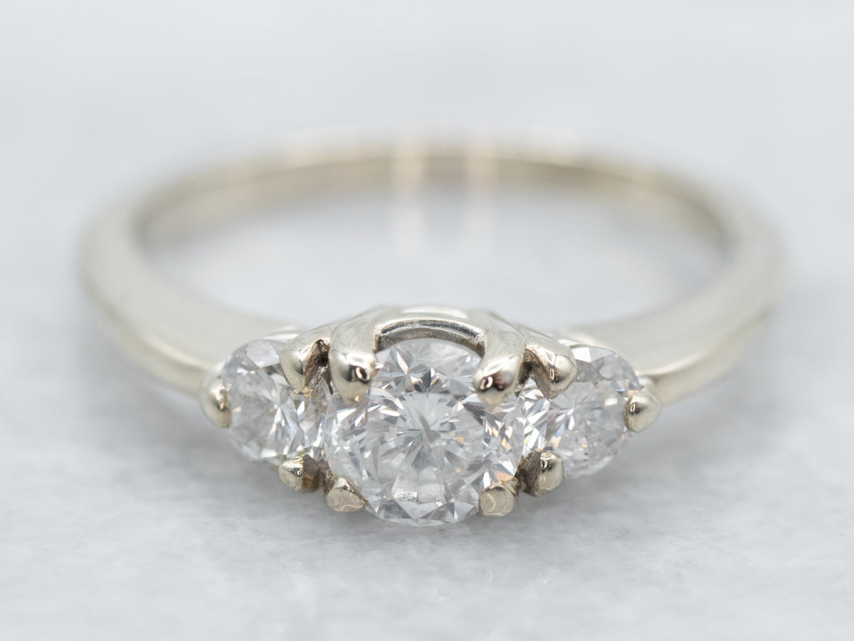 White Gold Three Stone Diamond Engagement Ring