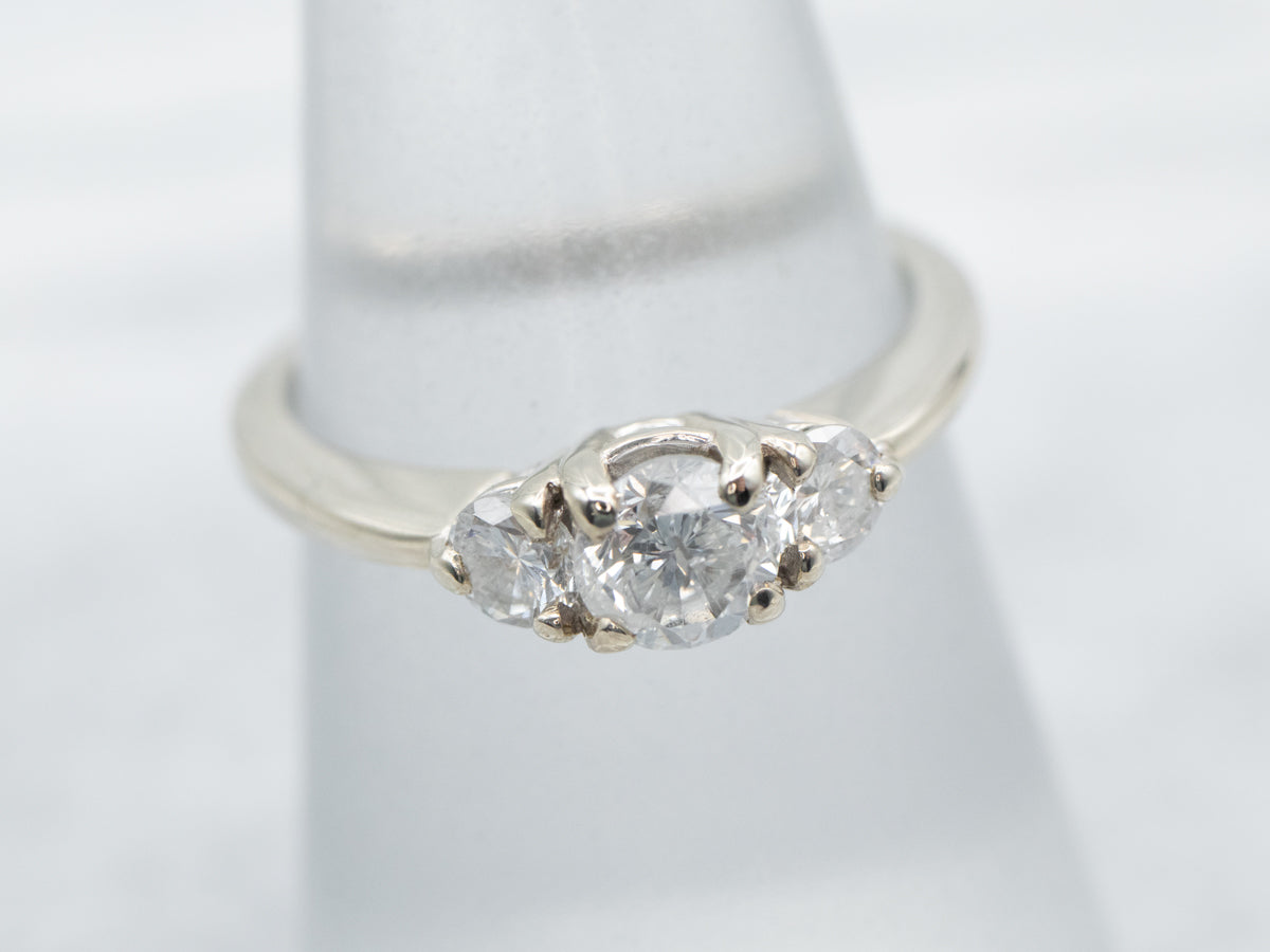 White Gold Three Stone Diamond Engagement Ring