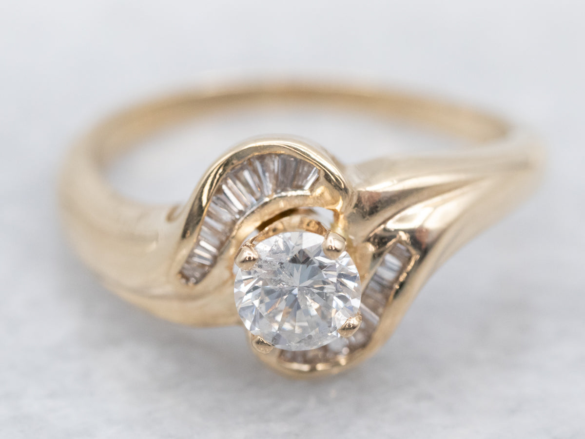 Yellow Gold Diamond Bypass Engagement Ring