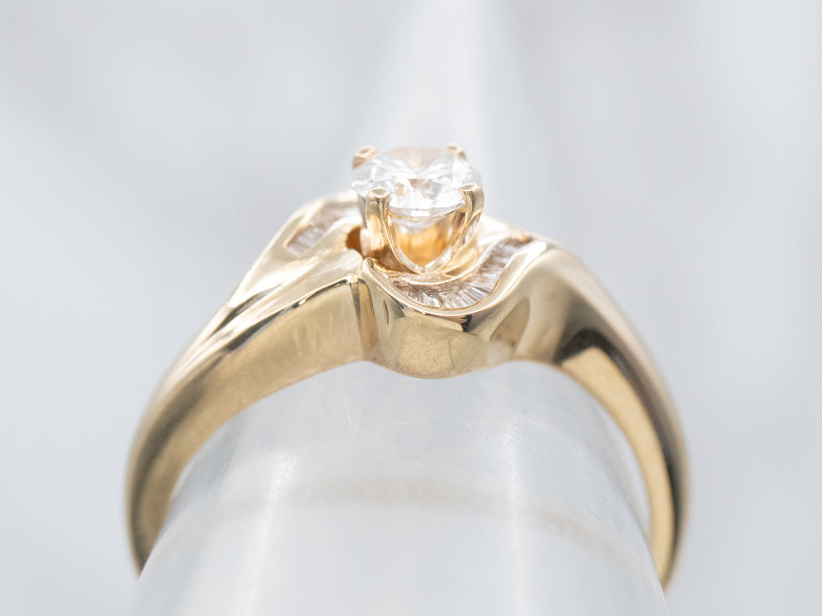 Yellow Gold Diamond Bypass Engagement Ring