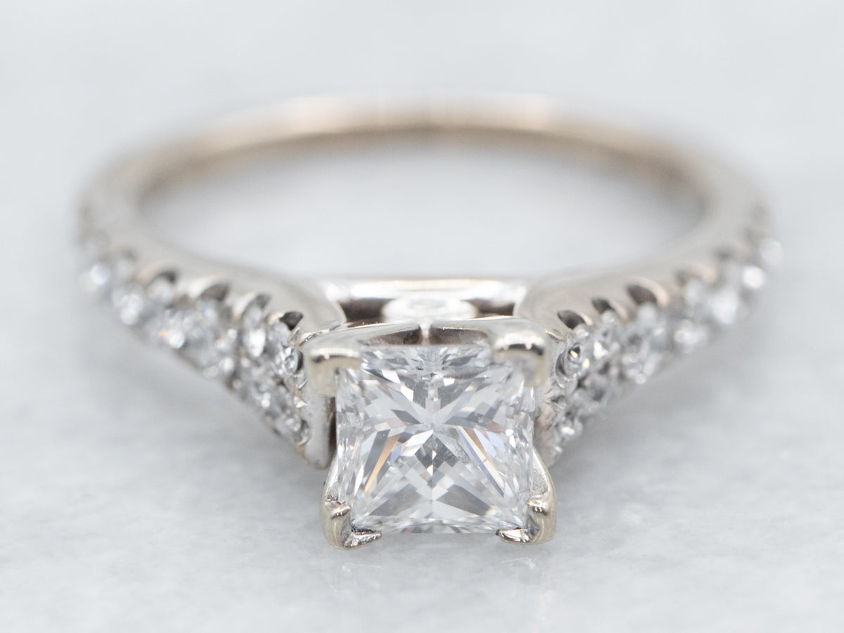 Polished Princess Cut Diamond Engagement Ring