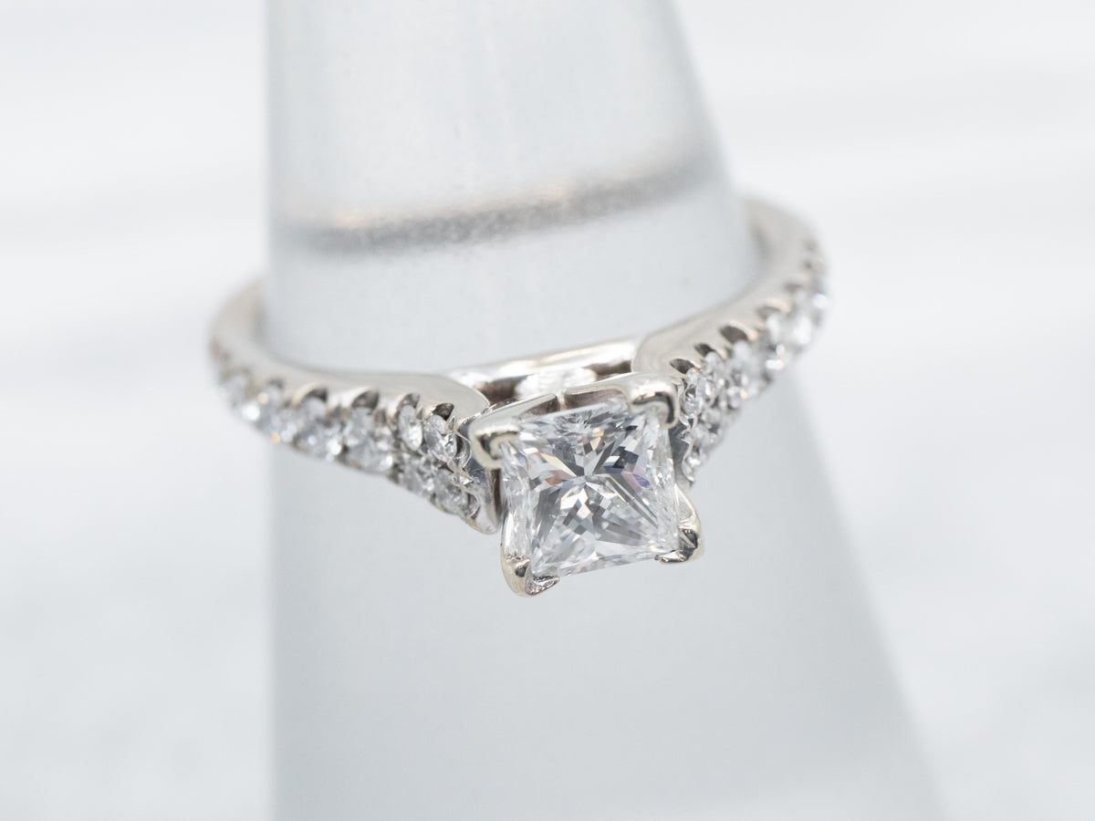 Polished Princess Cut Diamond Engagement Ring