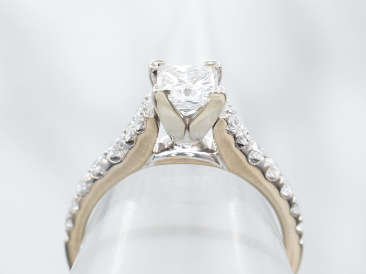 Polished Princess Cut Diamond Engagement Ring