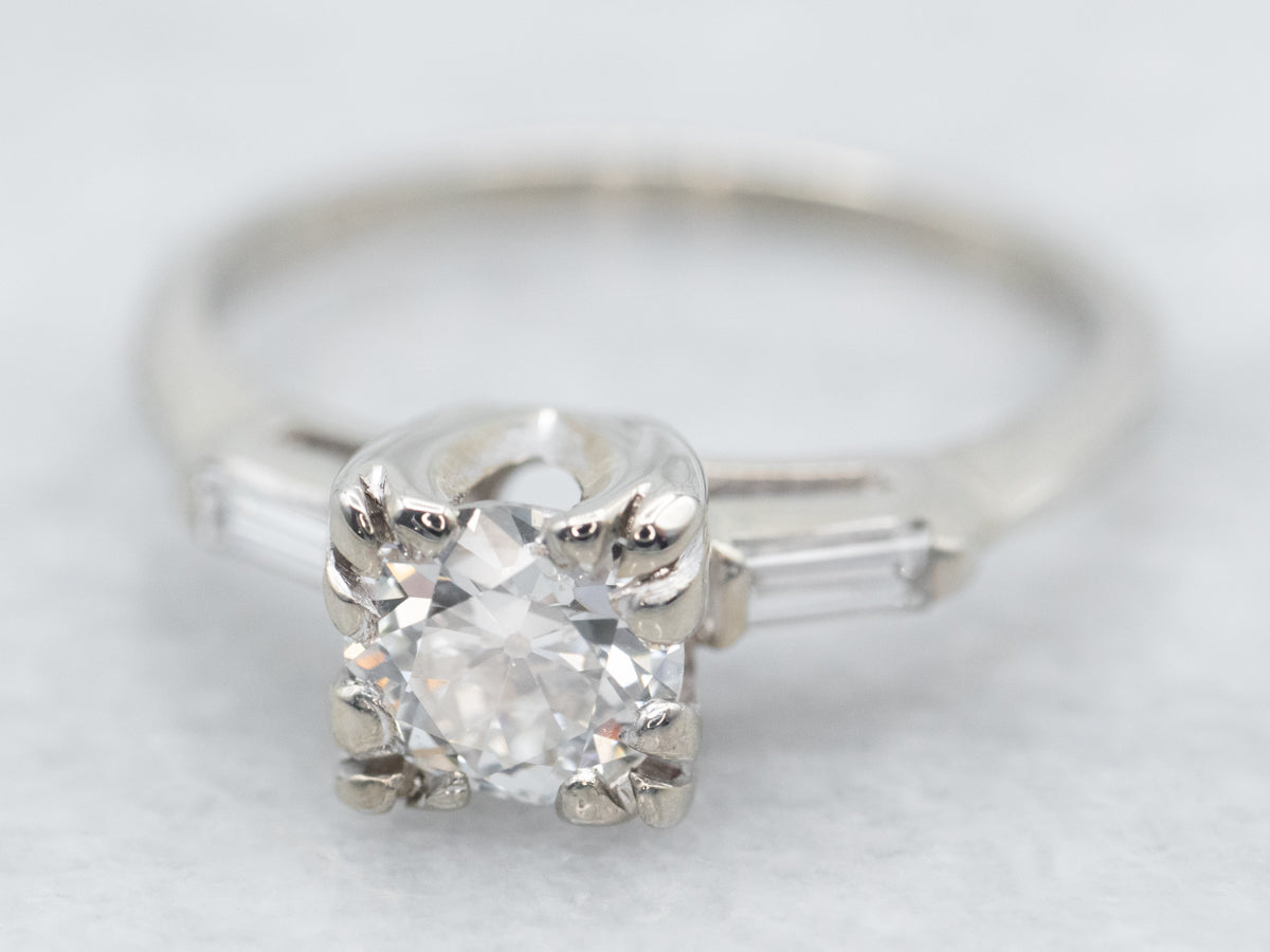 Retro Old Mine Cut Diamond Engagement Ring