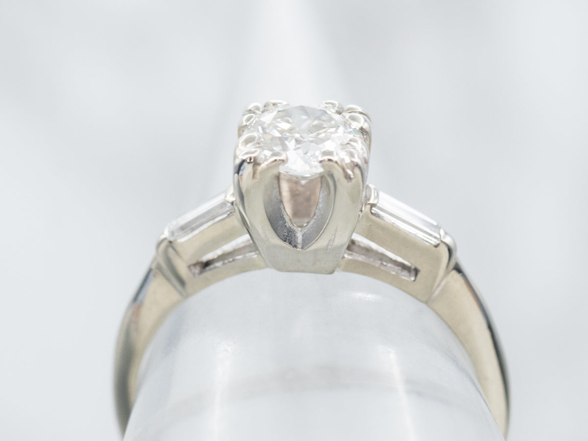 Retro Old Mine Cut Diamond Engagement Ring