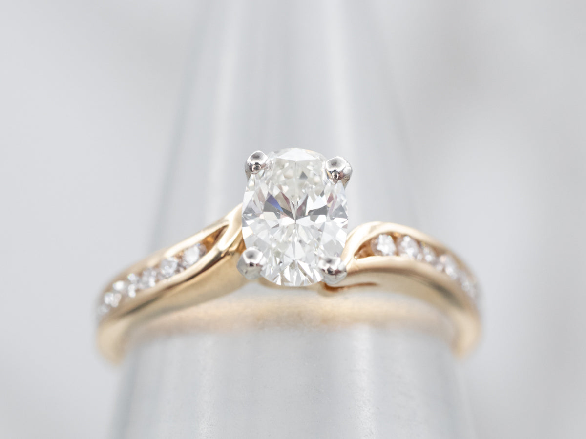 Oval Cut Diamond Bypass Engagement Ring