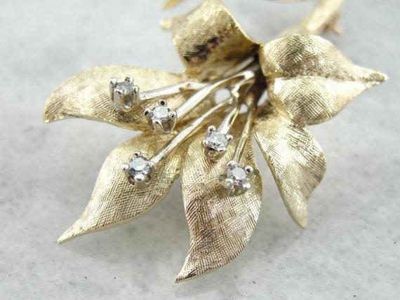 Diamond Lily Gold Flower Brooch