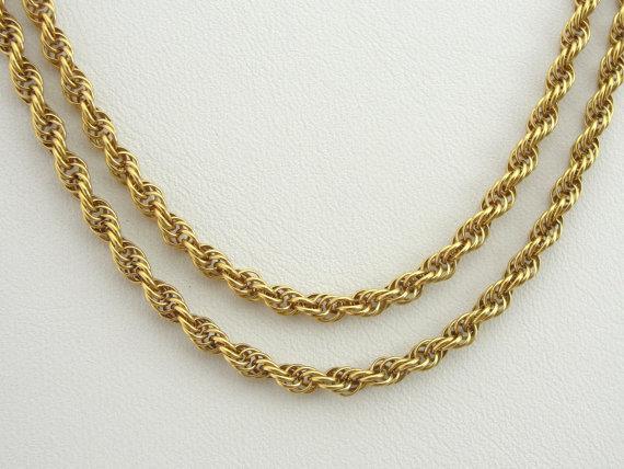 Vintage 14K Yellow Gold Rope Chain