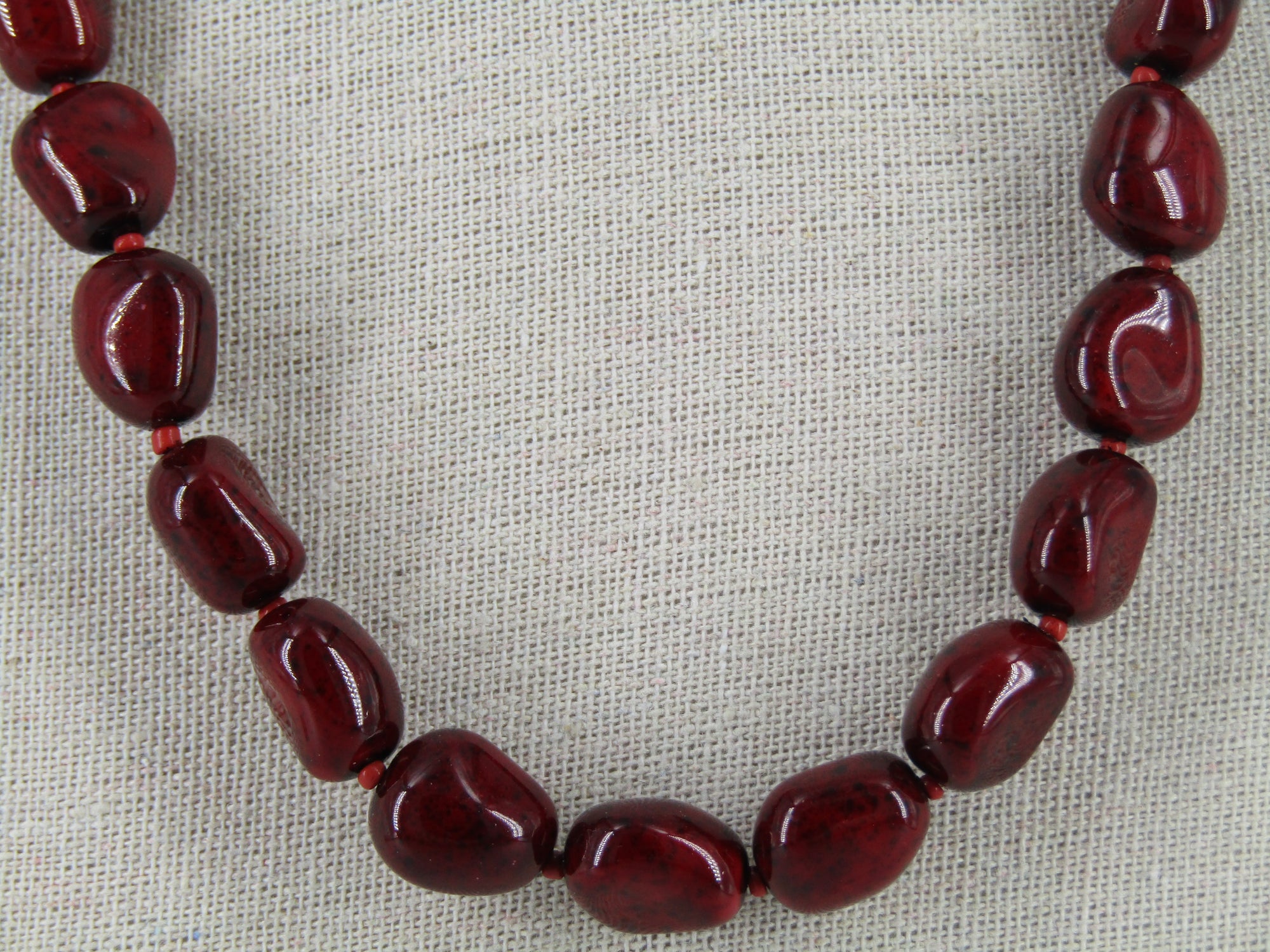 Cherry Red Glass Bead Necklace