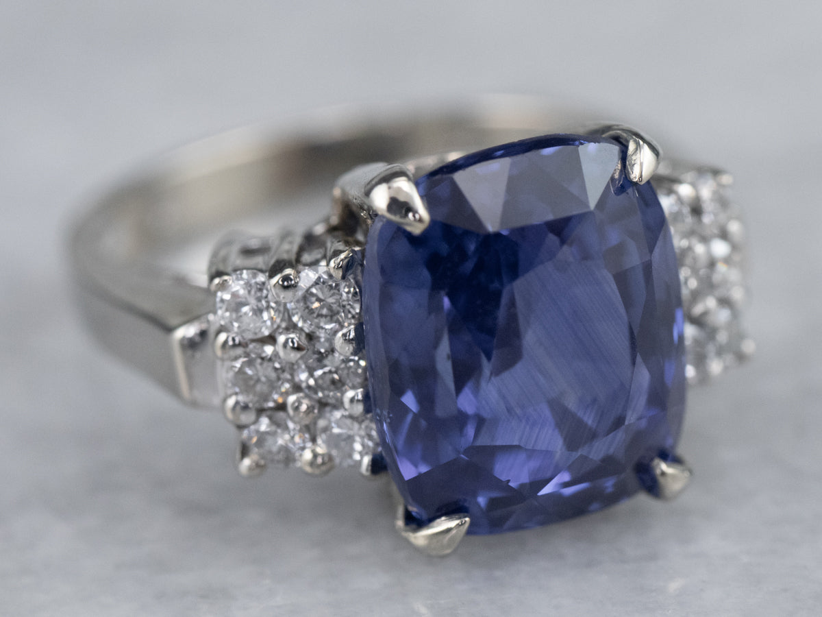 Bold Sapphire and Diamond Anniversary Ring