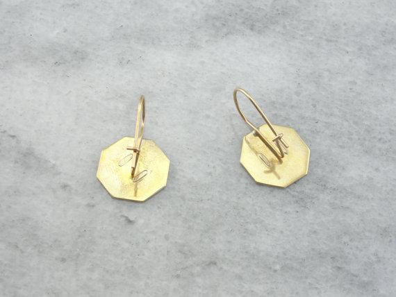 D Initialed 14K Yellow Gold Cufflink Drop Earrings