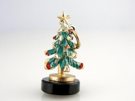 Three Dimensional Christmas Tree Charm with Fine Enamel