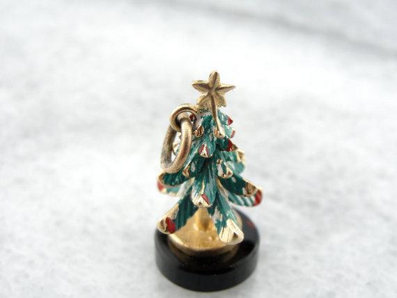 Three Dimensional Christmas Tree Charm with Fine Enamel