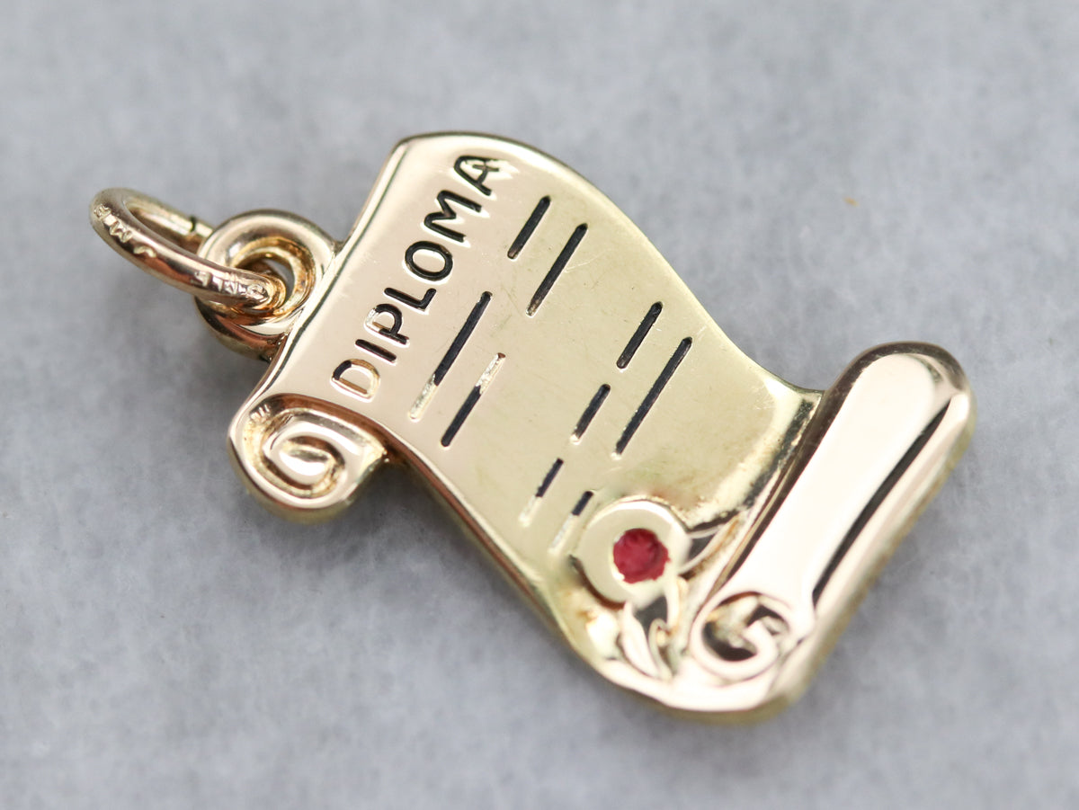 Vintage Gold Diploma Charm