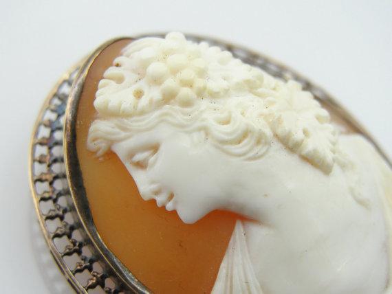 Cameo with Flower Adorned Woman in Profile