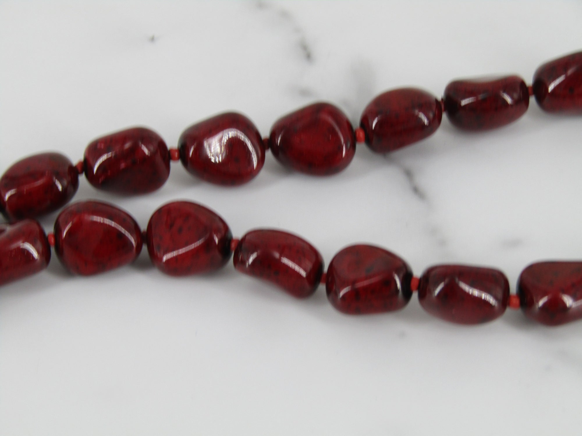 Cherry Red Glass Bead Necklace