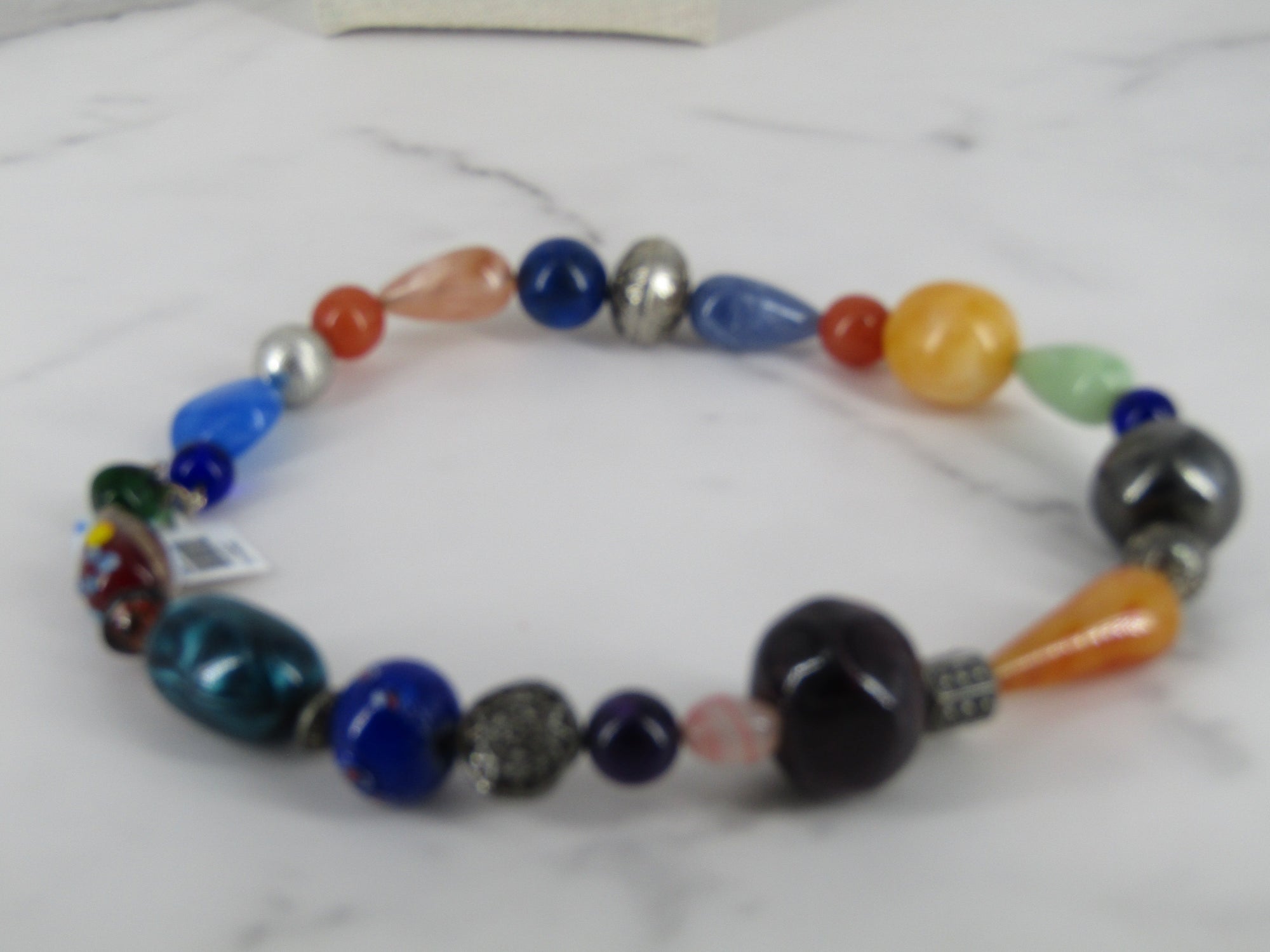 Glass and Plastic Beads Multi Color Strand Necklace