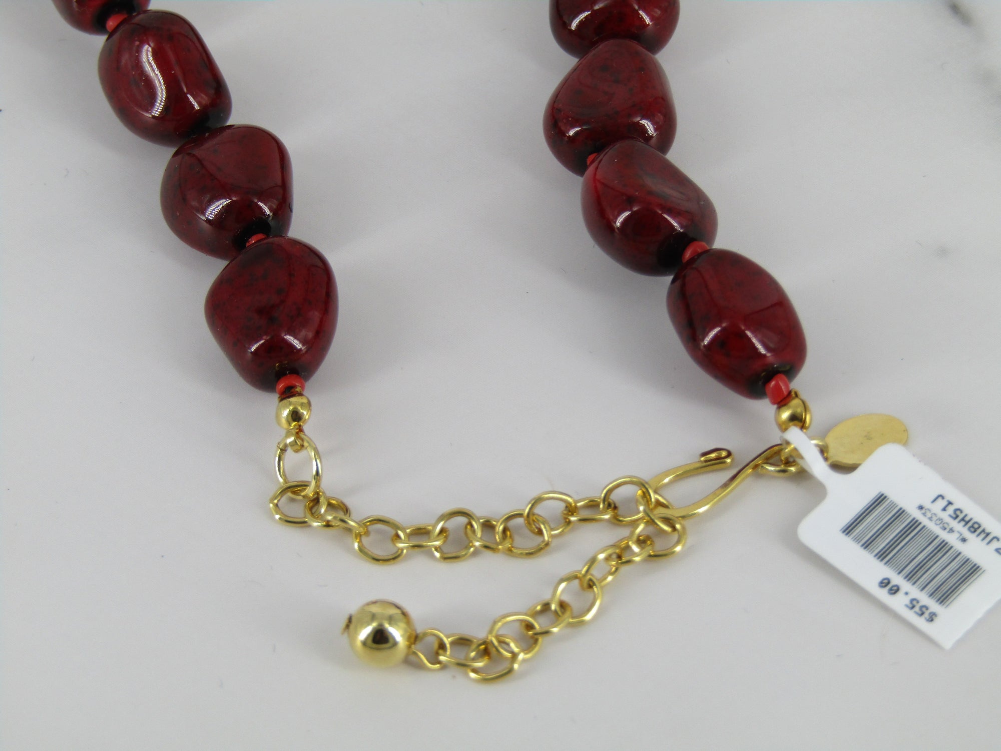 Cherry Red Glass Bead Necklace