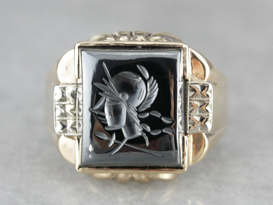 Vintage Sterling Intaglio Men’s Ring offers