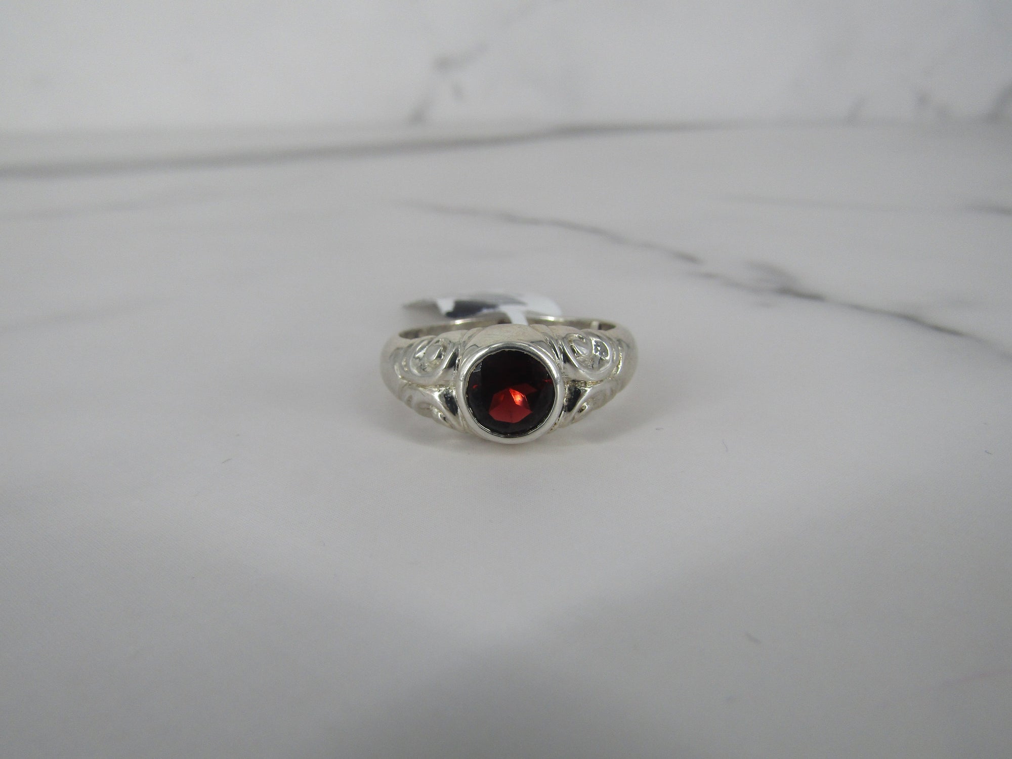 Bezel Set Garnet Solitaire Ring