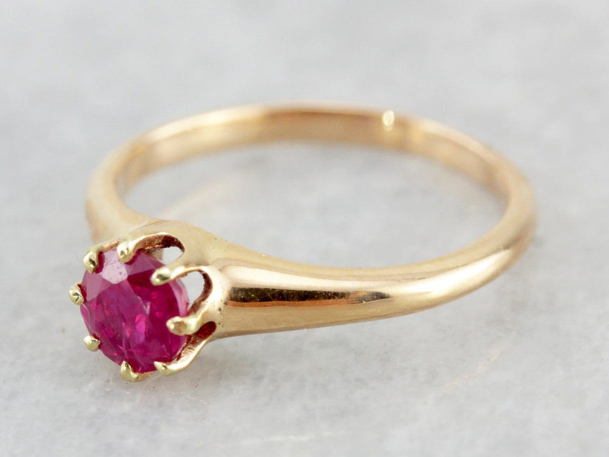 Victorian Pink Sapphire Solitaire Engagement Ring