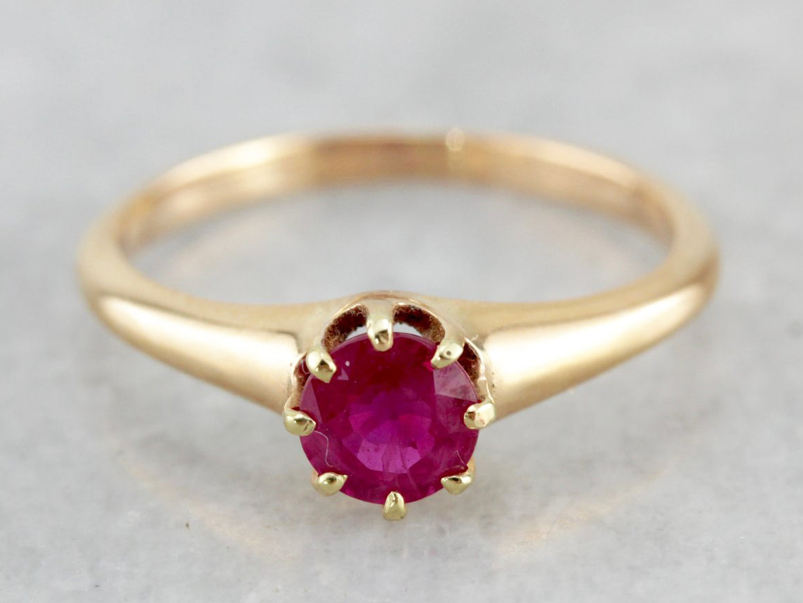 Victorian Pink Sapphire Solitaire Engagement Ring