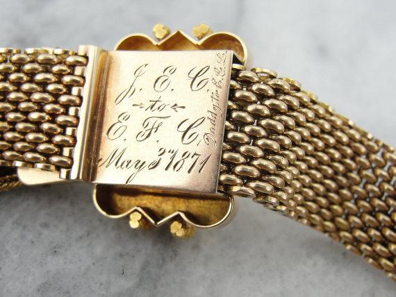 1870's Mesh Bracelet in Gold and Diamond