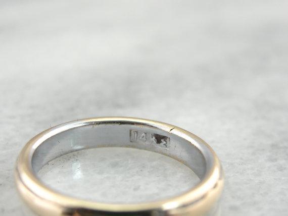 Yellow and White Gold Wedding Band with Milgrain Edging